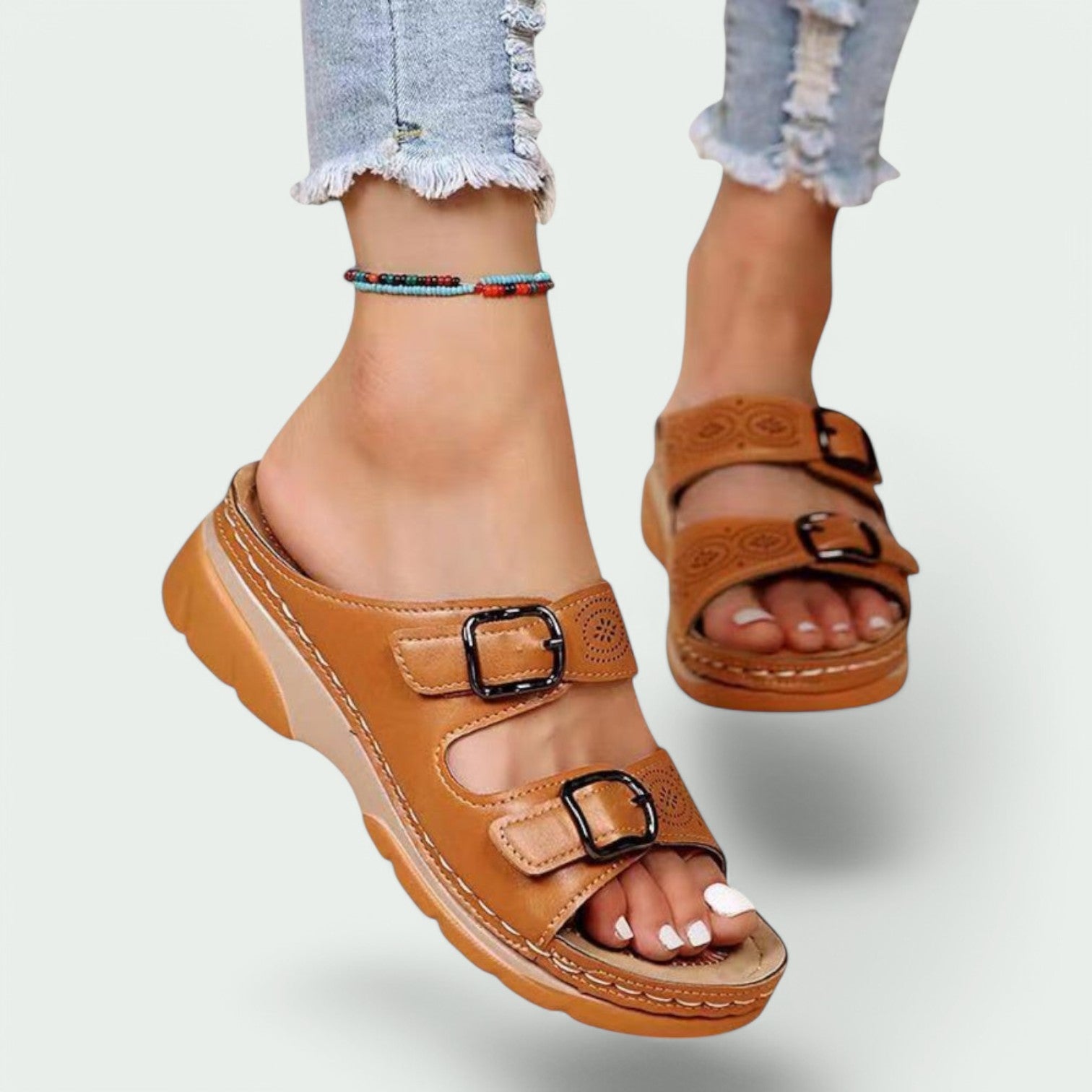 Kvinnors Sandaler Justerbar Syntetiskt Läder med Bred Klack 3