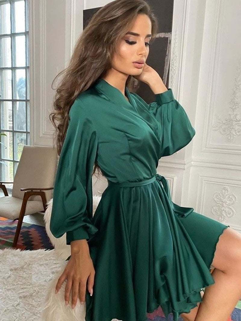 Kvinnors Satin Klänning Elegant Modell För Speciella Tillfällen 6