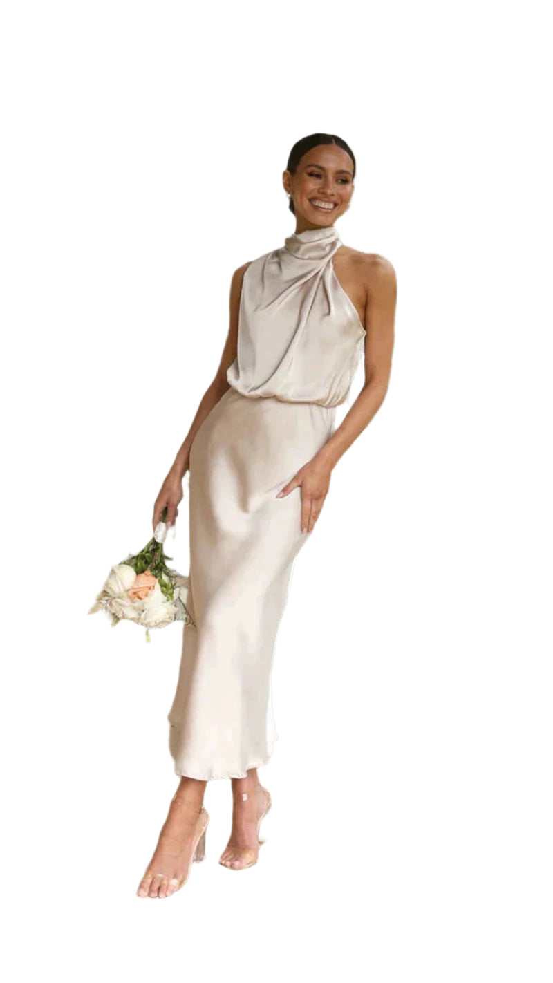 Kvinnors Satin Maxi Klänning För Formella Tillfällen 0