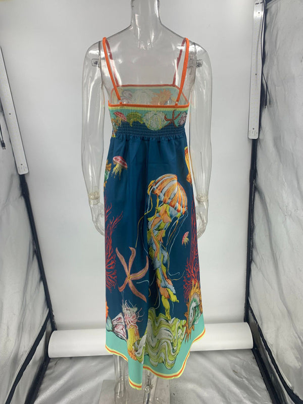 Kvinnors Semester Klänning Graffiti Bomull och Linne 1