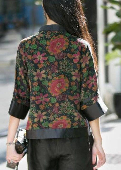 Kvinnors Sidentopp med Stativkrage och Patchworkdesign 4