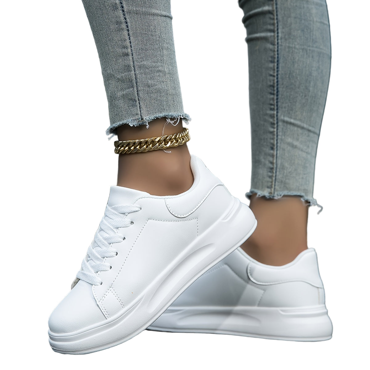 Kvinnors Sneakers i Vit Läder – Minimalistisk Casual Stil 0