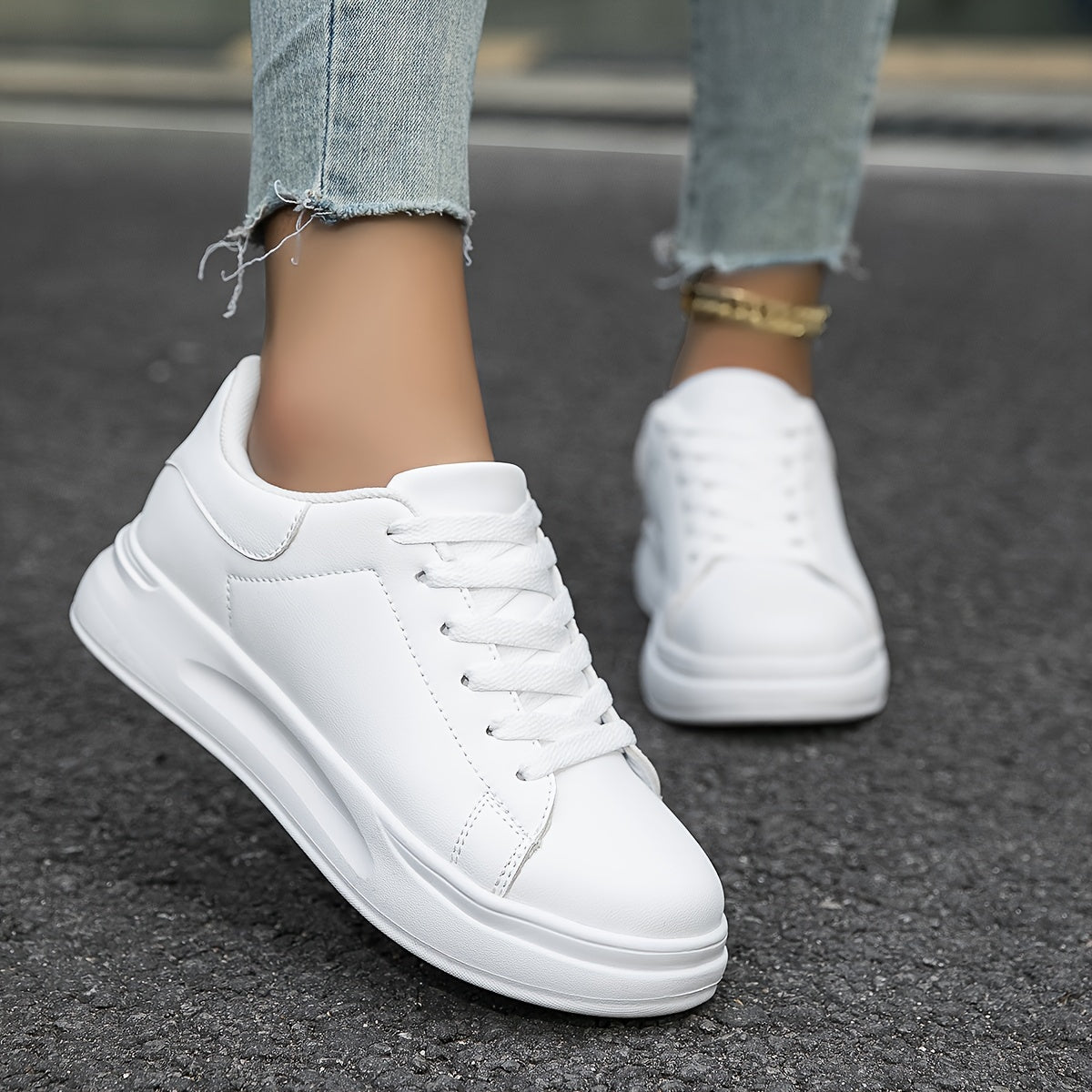 Kvinnors Sneakers i Vit Läder – Minimalistisk Casual Stil 7