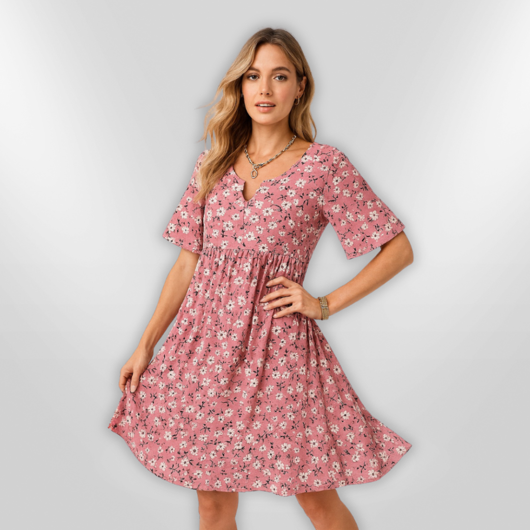 Kvinnors Sommarklänning med Blommönster och Lätt Material 1