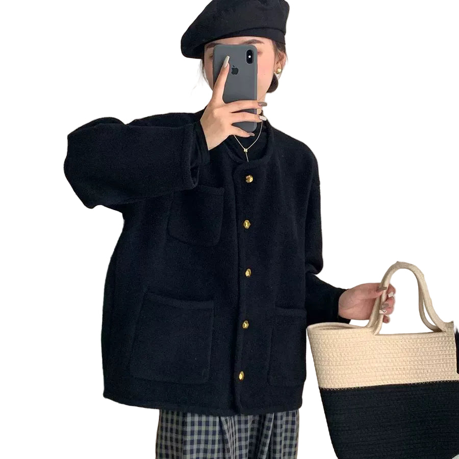 Kvinnors Stickad Cardigan med Avslappnad Passform 1