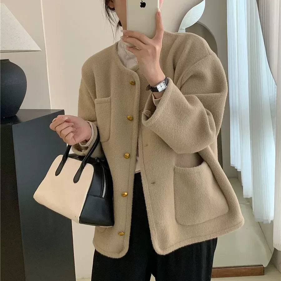 Kvinnors Stickad Cardigan med Avslappnad Passform 2