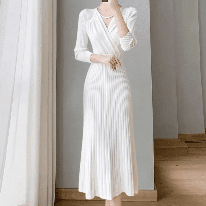 Kvinnors Stickad Klänning Komfortabel Stil Polyester 6