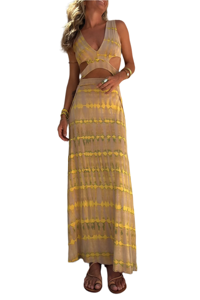 Kvinnors Stretch Klänning Med Urringning och Slits 0