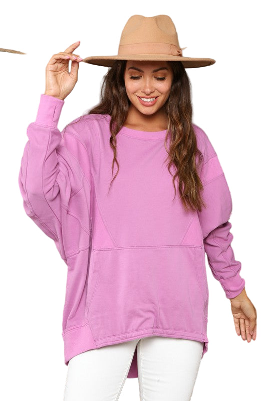 Kvinnors Sweatshirt Kontrasterande Fransk Terry 0