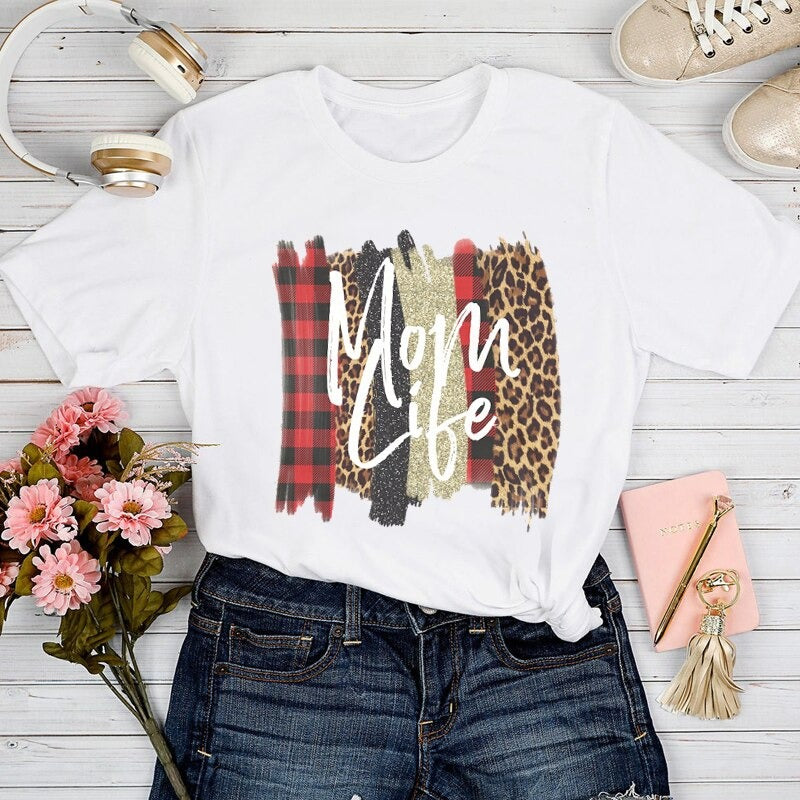 Kvinnors T-shirt Mom Life Trendig 1