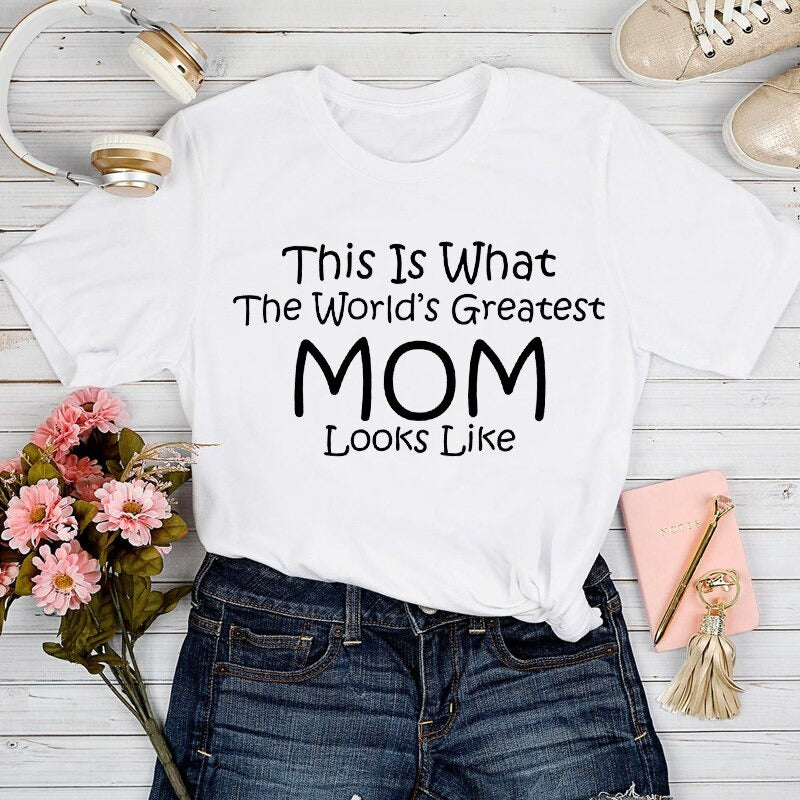 Kvinnors T-shirt Mom Life Trendig 3