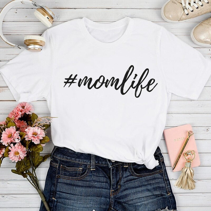 Kvinnors T-shirt Mom Life Trendig 5