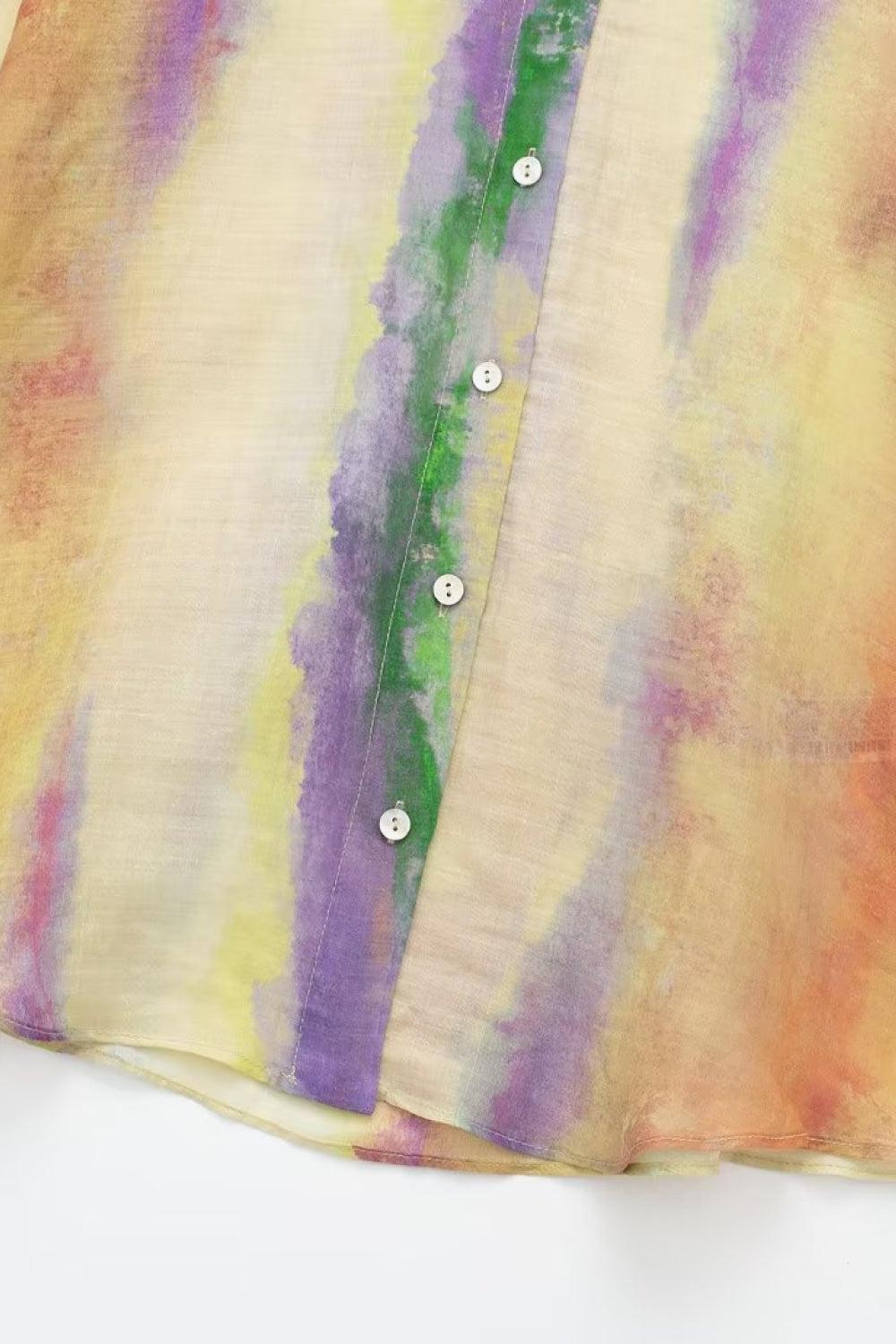 Kvinnors T-shirt Set Långa Ärmar Knyt Kjol 100% Bomull 7