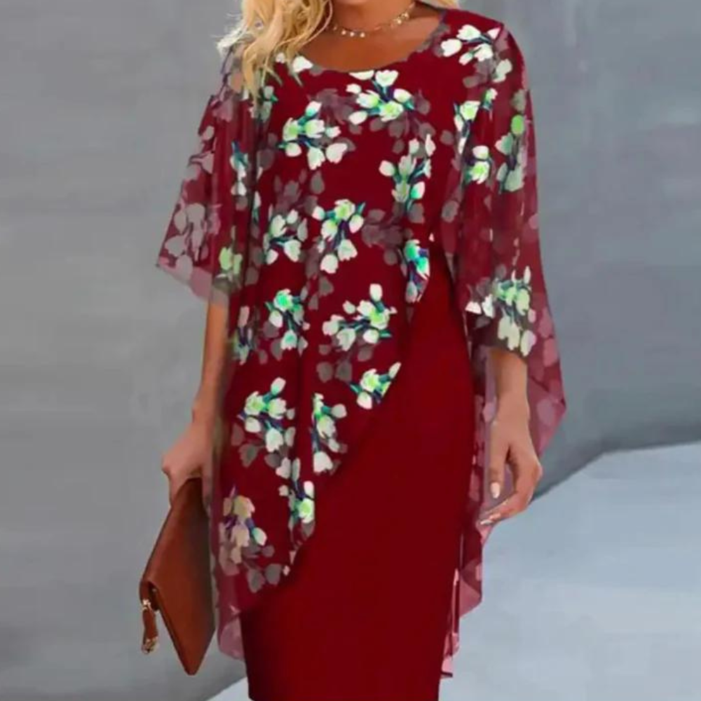 Kvinnors Tørklædekjole med Blomsterprint 1