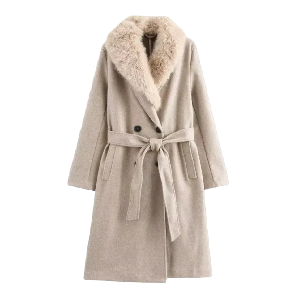 Kvinnors Trenchcoat med Pälskant 0