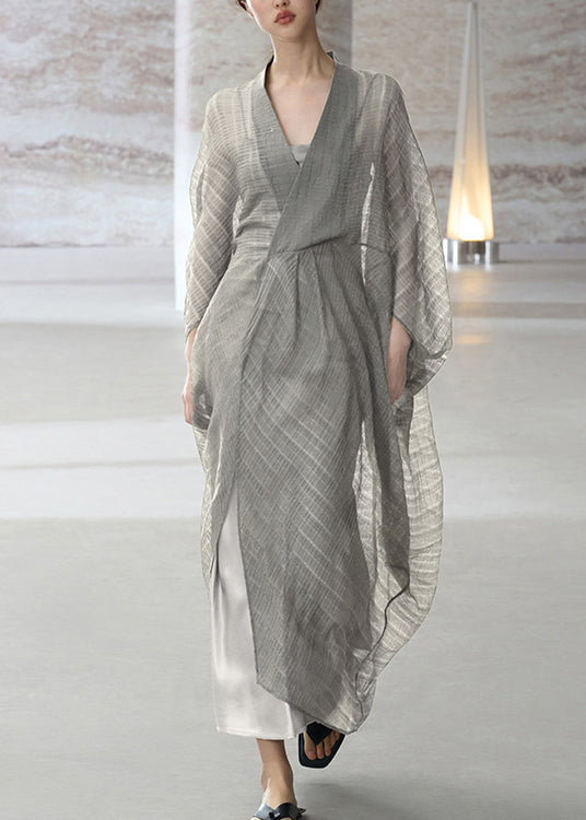 Kvinnors Tvådelad Klänning med V-ringning och Patchwork 1