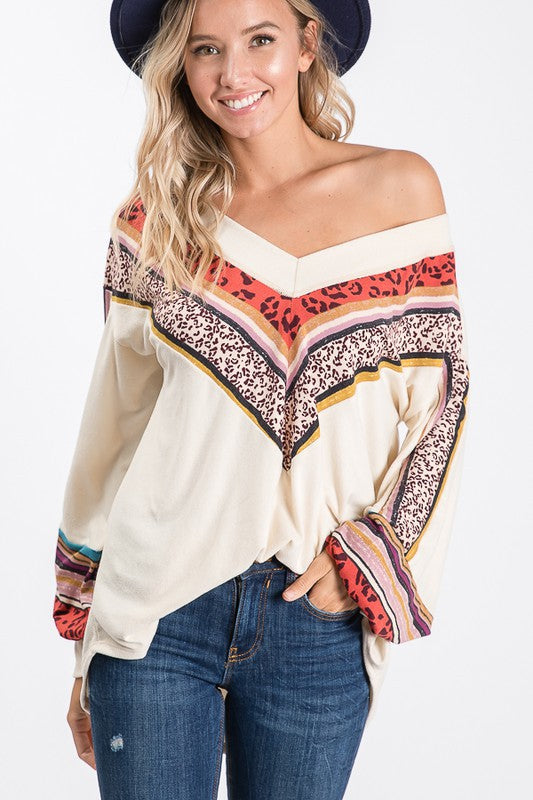 Kvinnors V-ringad Blus med Biskopsärmar i Ljus Färg 2