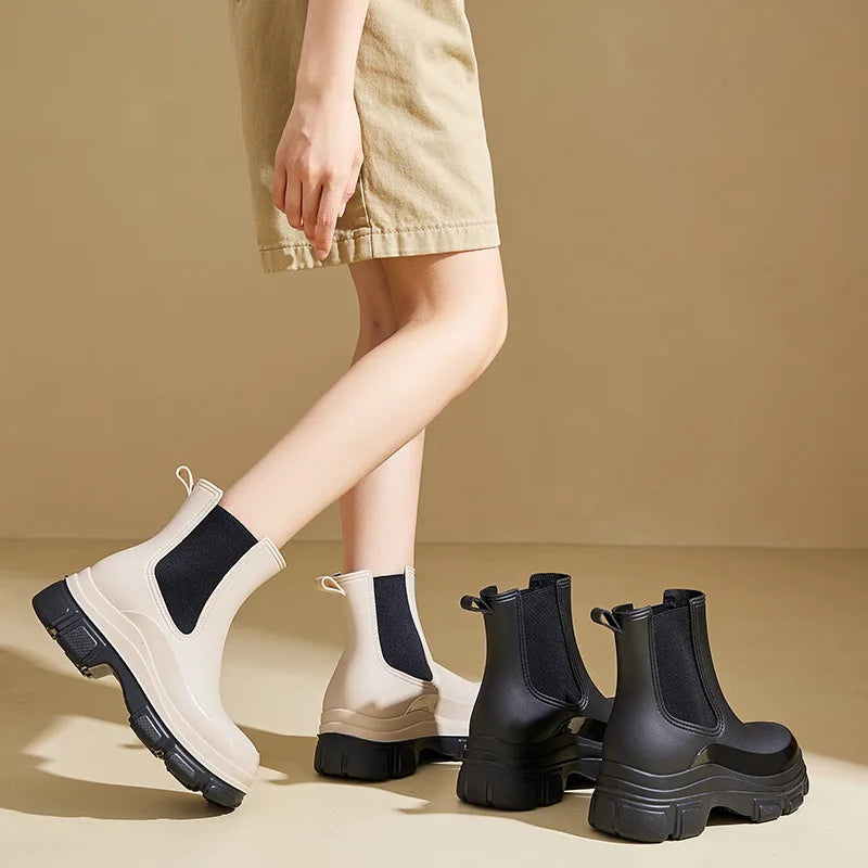 Kvinnors Vattentäta Chelsea Boots Chunky Sula 2