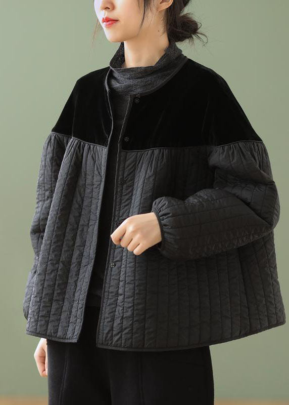 Kvinnors Vinterjacka med Knapp och Patchwork 0