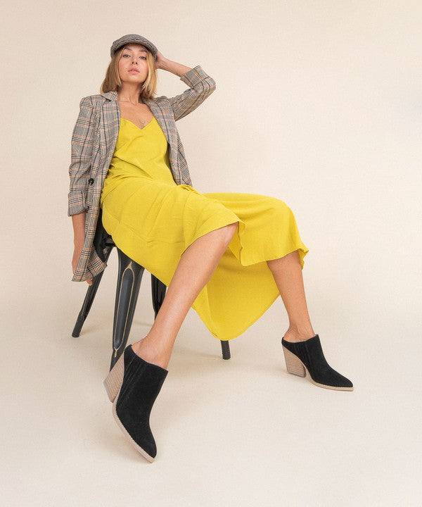 Kvinnors Wedge Mule Chunky Hill Öppen Bak Svart 2