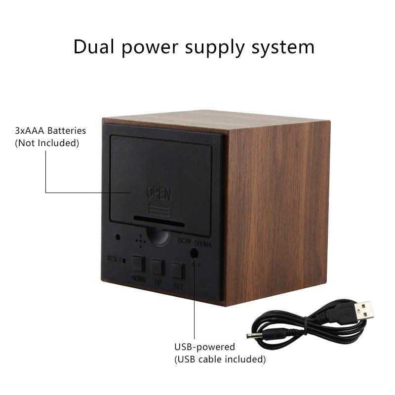 LED-väckarklocka i träblock 5