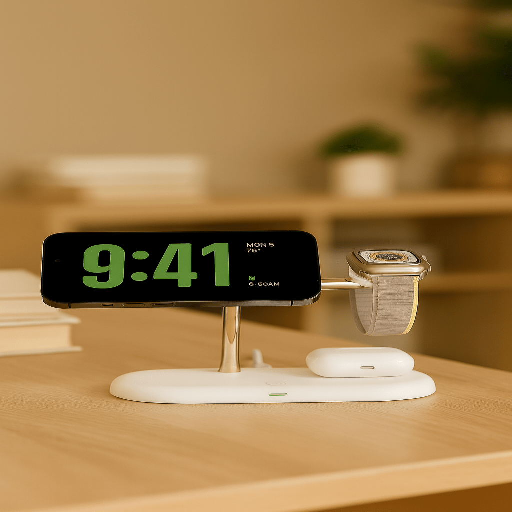 Laddningsstation för iPhone, Apple Watch och AirPods Med Snabbladdning 4