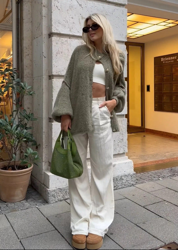 Lång Kofta Dam Oversized Knappfront Cardigan 3