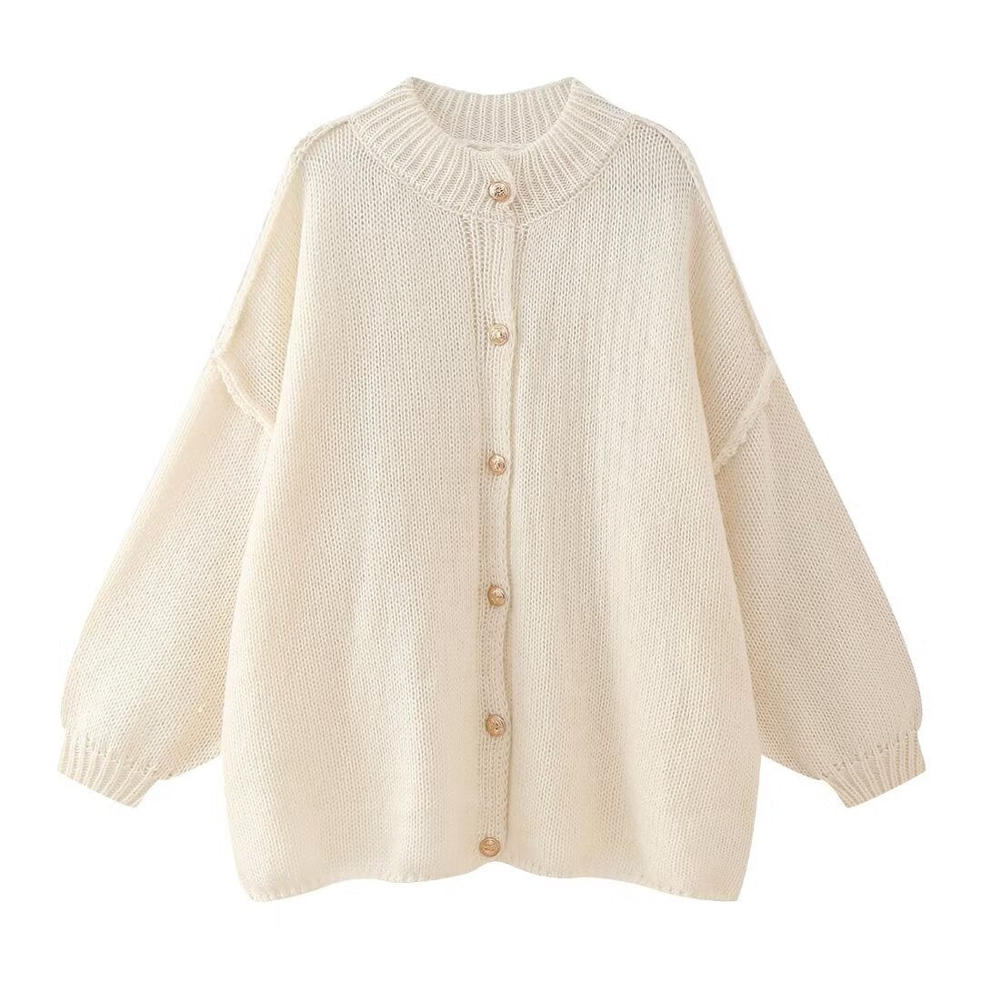 Lång Kofta Dam Oversized Knappfront Cardigan 5