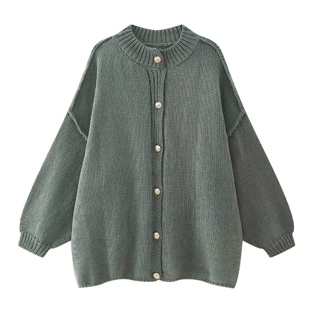 Lång Kofta Dam Oversized Knappfront Cardigan 6