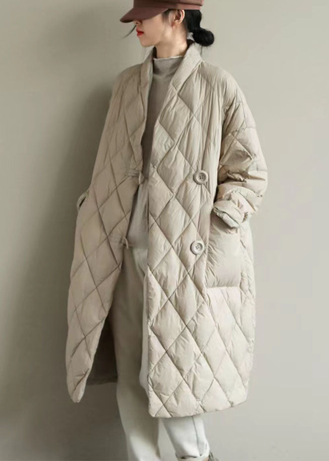 Lång Vinterjacka Dam Med Ståkrage Och Stora Fickor 3