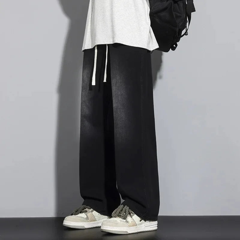 Mäns Baggy Jeans med Justerbar Dragsko 4