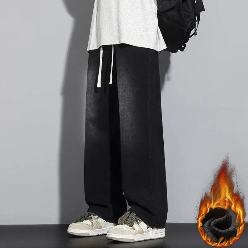 Mäns Baggy Jeans med Justerbar Dragsko 5