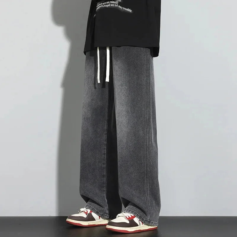 Mäns Baggy Jeans med Justerbar Dragsko 6