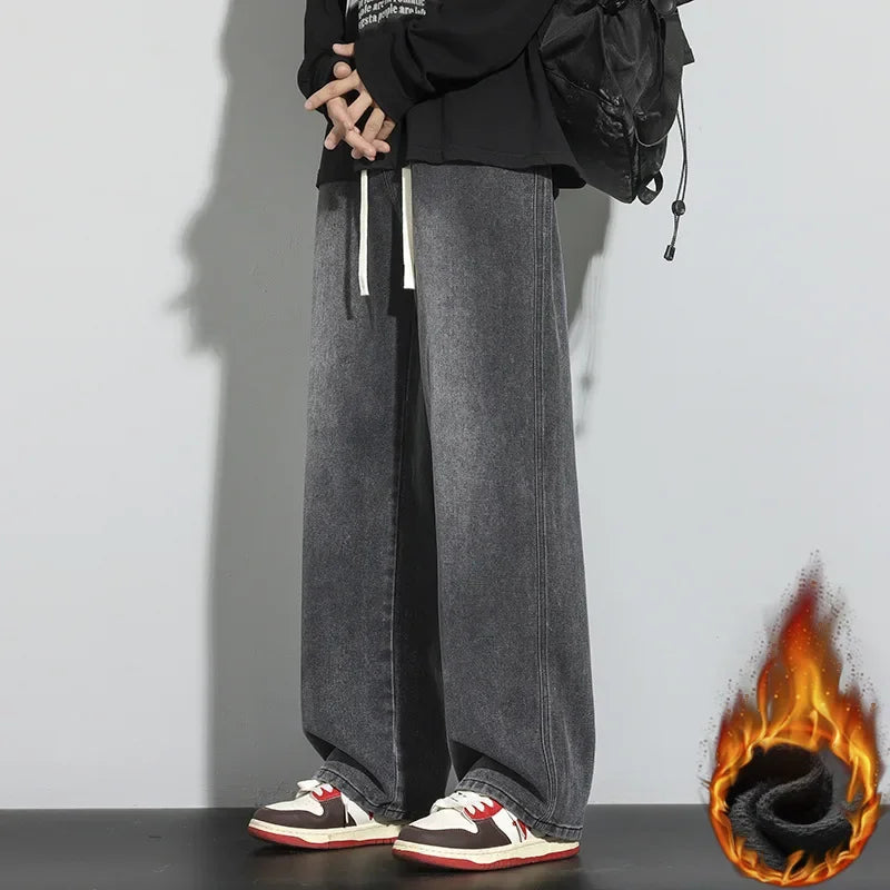 Mäns Baggy Jeans med Justerbar Dragsko 7