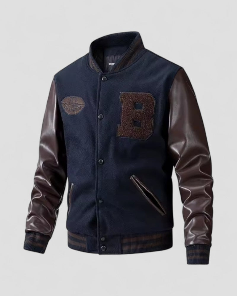 Mäns Bomberjacka Streetwear Casual Stil med Varsity-Inspirerade Detaljer 2