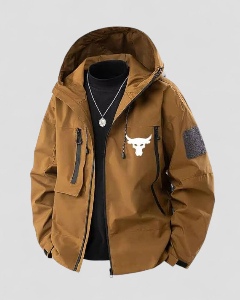 Mäns Huvjacka Vindtät Modern Siluett med Grafik 1