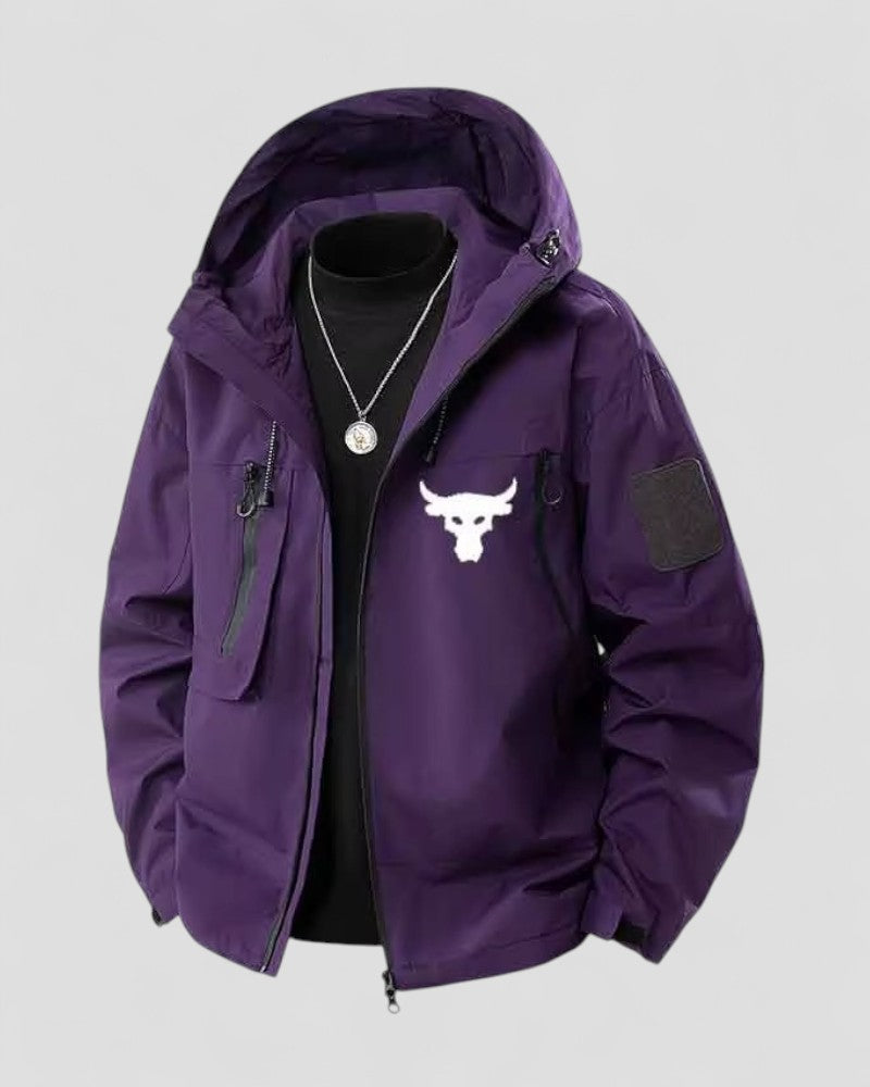 Mäns Huvjacka Vindtät Modern Siluett med Grafik 3