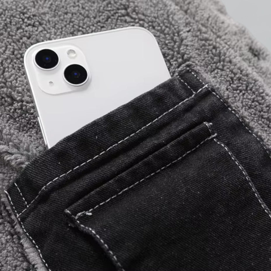 Mäns Jeansjacka Fleecefodrad 2