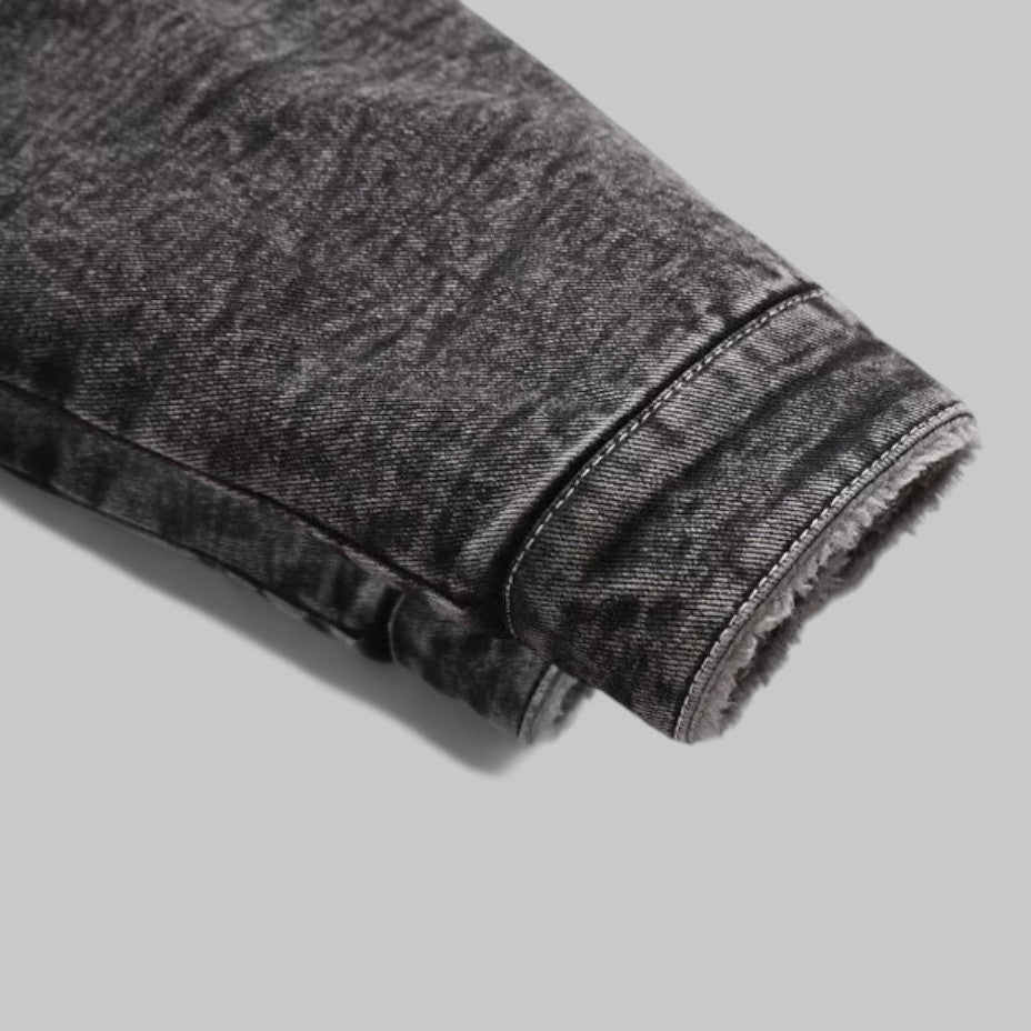 Mäns Jeansjacka Fleecefodrad 4