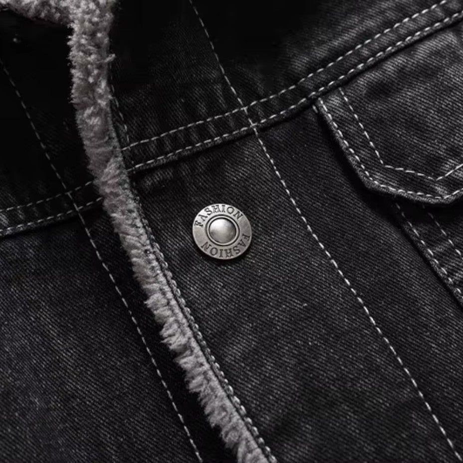 Mäns Jeansjacka Fleecefodrad 5