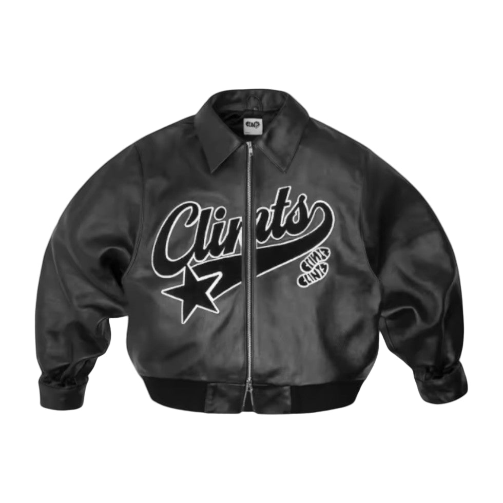 Mäns Läderjacka Broderad Y2K Stil 0