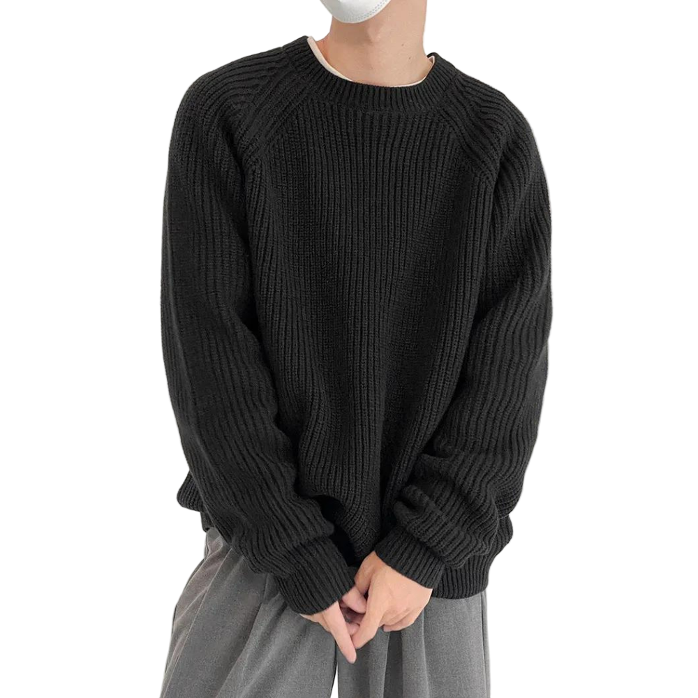 Mäns Långärmad Stickad Sweater Avslappnad Stil 0