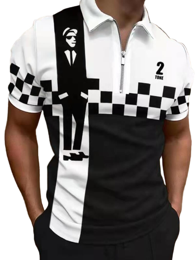 Mäns Pikétröja med Turn-Down Krage 0