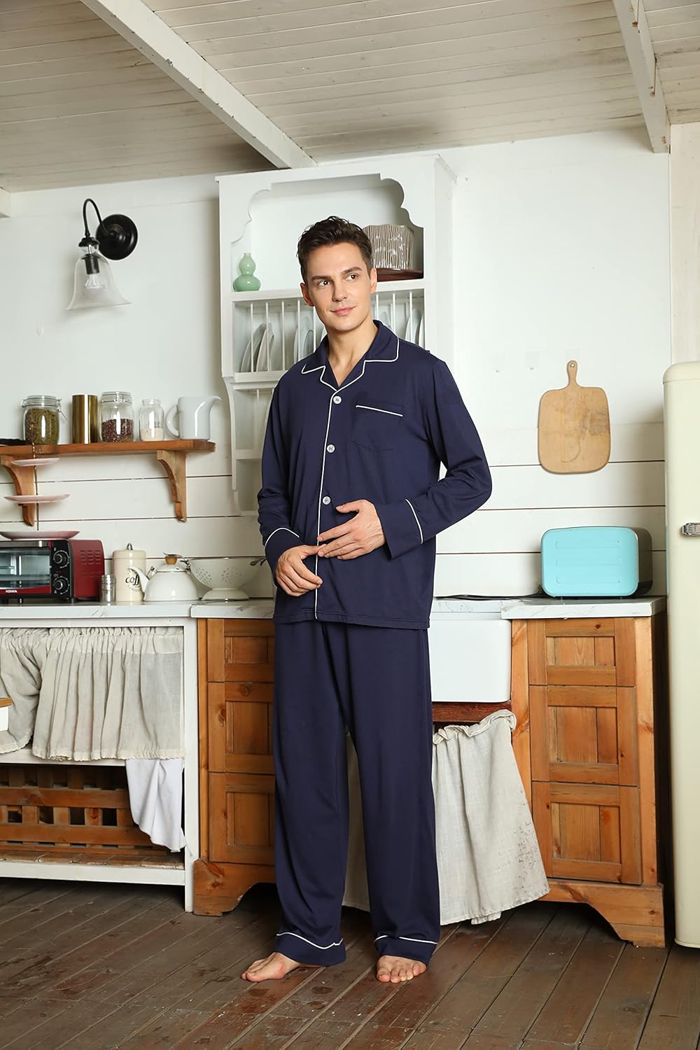Mäns Pyjamas Set Klassisk Stil 3