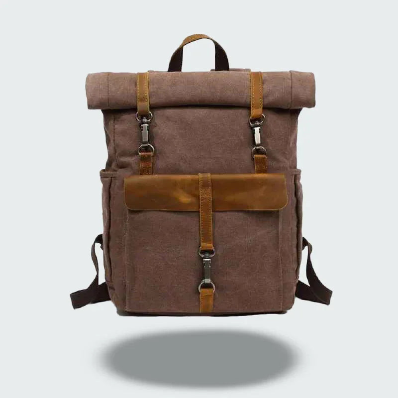 Mäns Ryggsäck Roll Top Vintage Med Justerbara Axelremmar 2