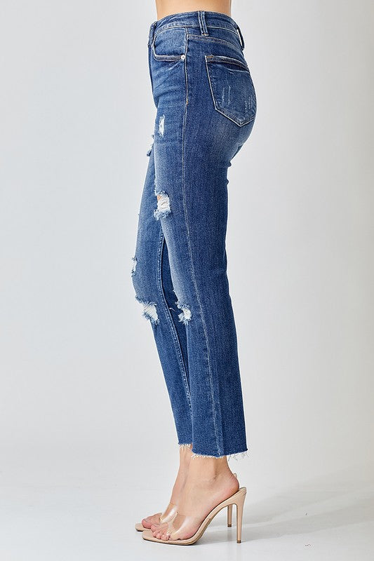 Mäns Skinny Jeans Hög Midja Distressed 2