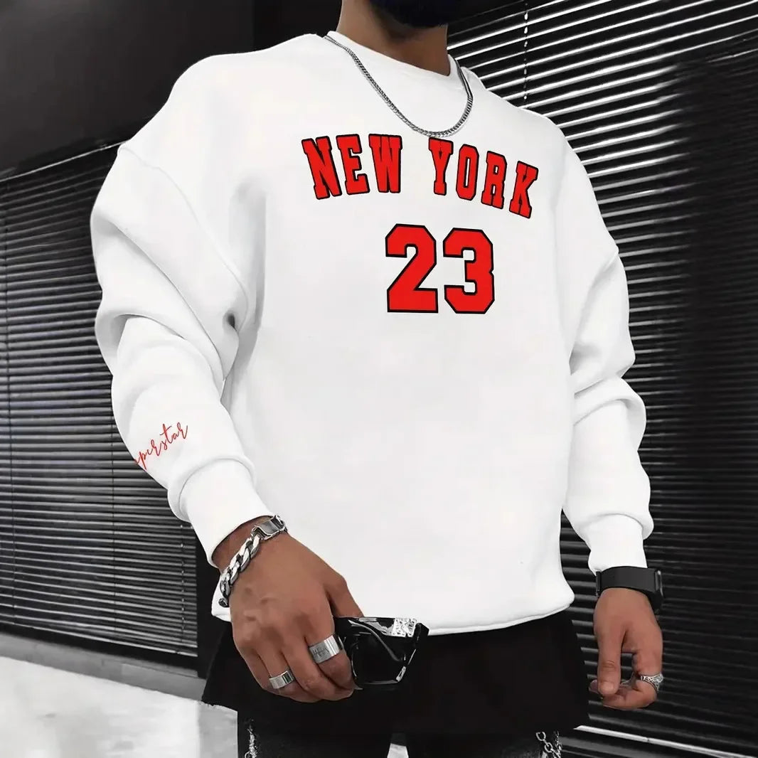 Mäns Sweatshirt med Tryck Avslappnad Stil 0