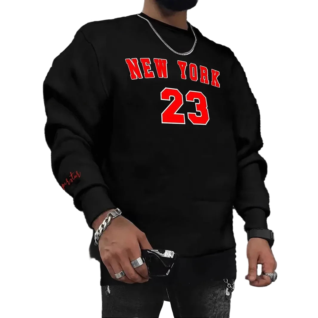 Mäns Sweatshirt med Tryck Avslappnad Stil 1