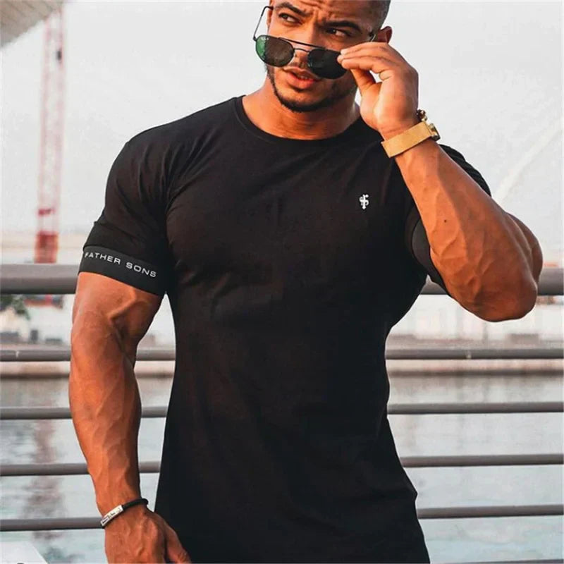 Mäns T-shirt Kortärmad Muscle Fit 3