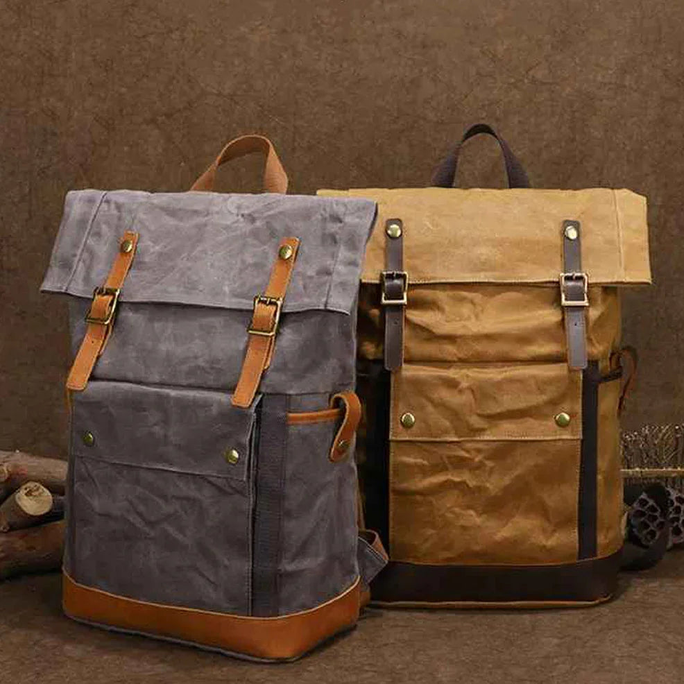 Mäns Vandringsryggsäck Roll-Top Vintage Stil 6